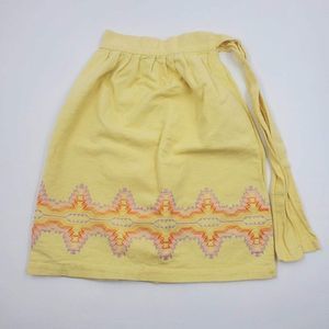 Vintage Yellow Textured Pastels Embroidered Half Apron Retro Linen